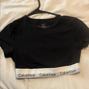 Calvin Klein Black Short Sleeve Tee with Logo Band